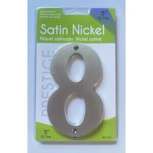 Hy-Ko Products Prestige House Number 8 Eight Satin Nickel 5" BR-51SN
